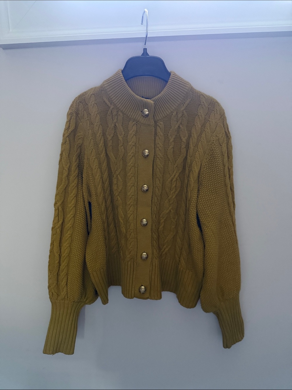 Tuckernuck Cable Knit Button-Front Cardigan - Mustard - Size M